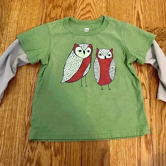 Tea Collection Green Owl Shirt baby size 9-12 months - Picture 4 of 8